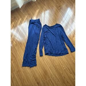 In'Voland Women's Size 18W Blue 2-Piece Outfit LS Shirt Pants Lounge Sleep